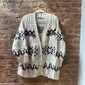 Cozy Cream Patterned Cardigan Sweater